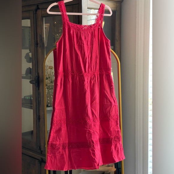 NWT 100% Cotton Chaudry Magenta Boho Midi Dress with Beaded Tassels Size Small - Picture 2 of 6